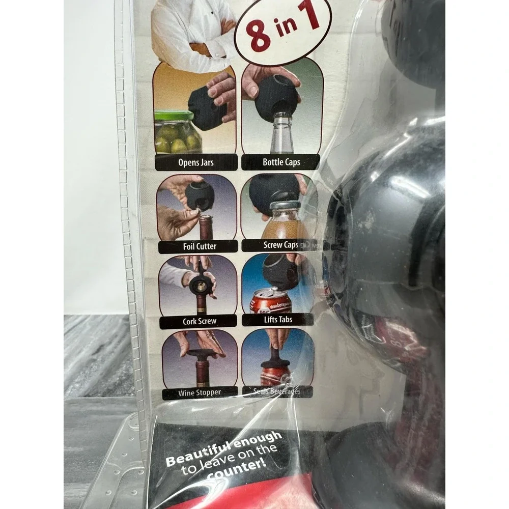 All Open Multi-Purpose Opener & Kitchen Tool ~8-in-1 Tool~ Black New‎ In Package
